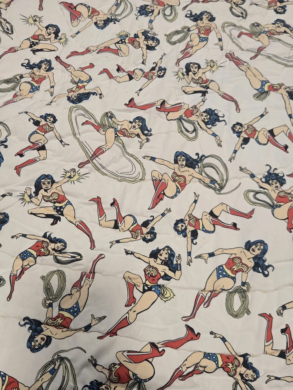 Pottery Barn Cotton Thick Kids Sleeping Bag Bkue White Wonder Woman Printed